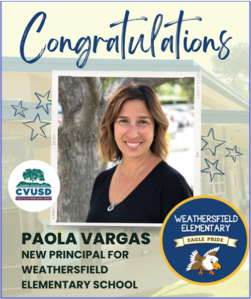  Congratulations and Welcome to Mrs. Vargas, our incoming principal!!
